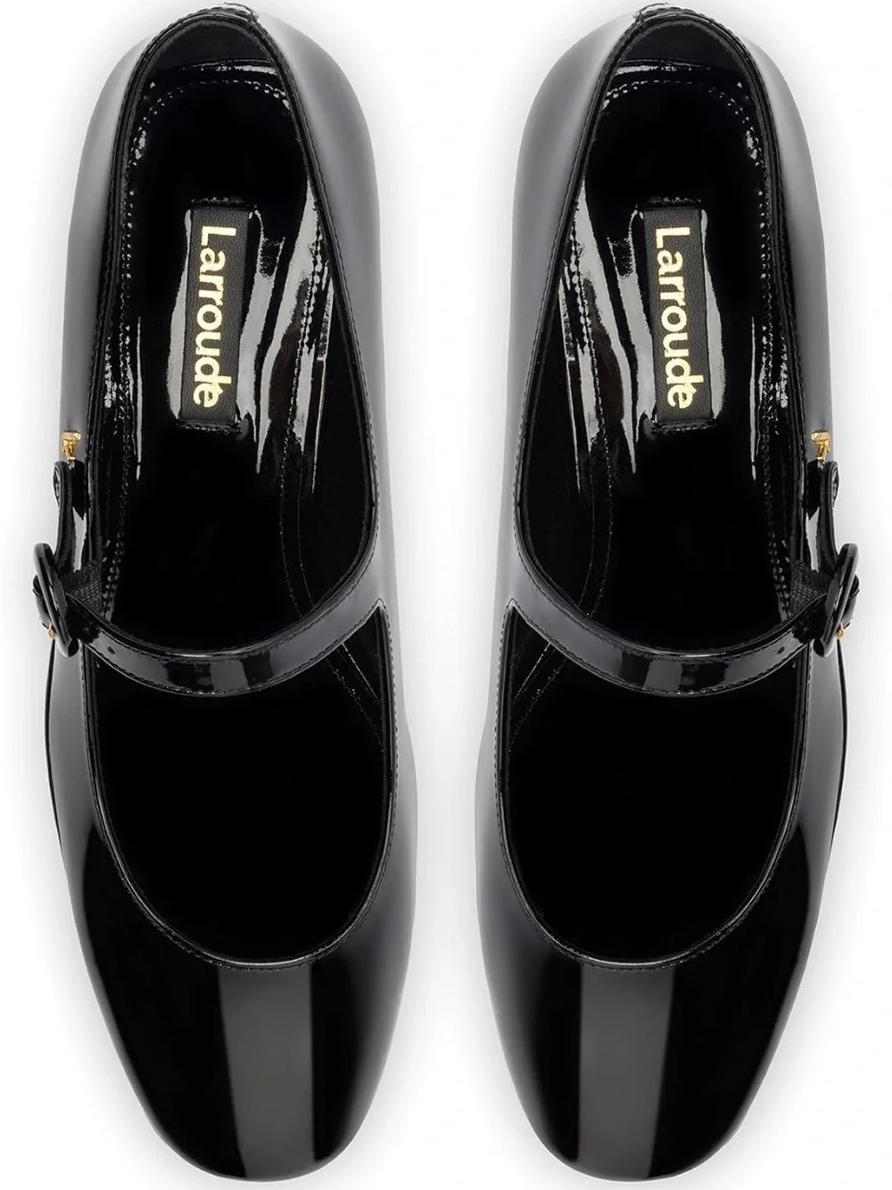 LARROUDE Black Patent Leather Blair Ballet Flatform Platform Mary Janes 10 NEW